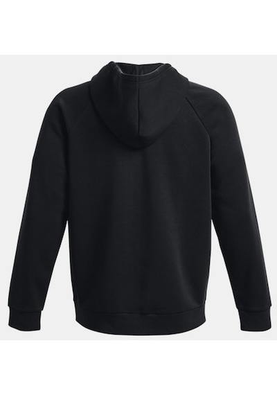 Under Armour Erkek UA Rival Fleece Tam Boy Fermuarlı Kapüşonlu Üst 1379767-001 Siyah - Beyaz
