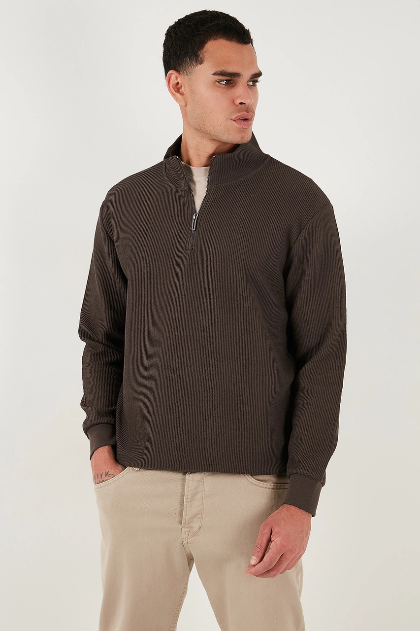 Buratti Pamuklu Regular Fit Yarım Fermuarlı Dik Yaka 2'Li Paket Erkek Sweat 5905716S2 Koyu Kahve-Vişne Buratti Pamuklu Regular Fit Yarım Fermuarlı Dik Yaka 2'Li Paket Erkek Sweat 5905716S2 Koyu Kahve-Vişne