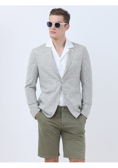 Kip Açık Haki Mikro Modern Fit Keten Karışımlı Ceket Çok Renkli Kip Açık Haki Mikro Modern Fit Keten Karışımlı Ceket Çok Renkli