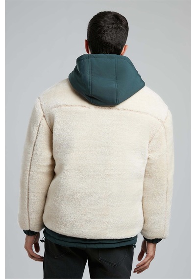 Lee Cooper Herbent Erkek Dik Yaka Peluş Mont Ekru-21092 Ekru