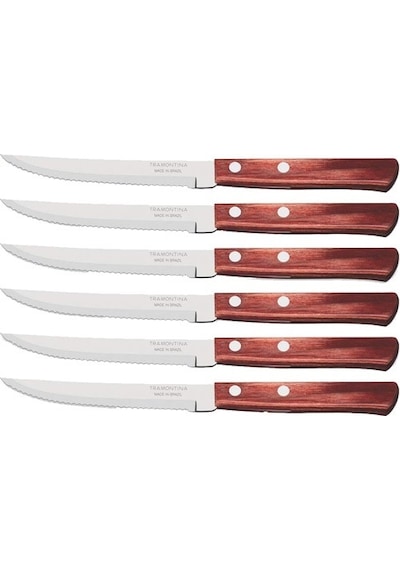 Tramontina Churrasco 21198/715 Biftek-Steak Bıçağı (6lı Blister) Kahverengi