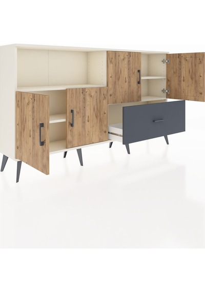 Arges Konsol 4 Raflı Tek Çekmeceli 4 Kapaklı 176x30x99 Aytaşı-çam Aytaşı-çam/antrasit Arges Konsol 4 Raflı Tek Çekmeceli 4 Kapaklı 176x30x99 Aytaşı-çam Aytaşı-çam/antrasit