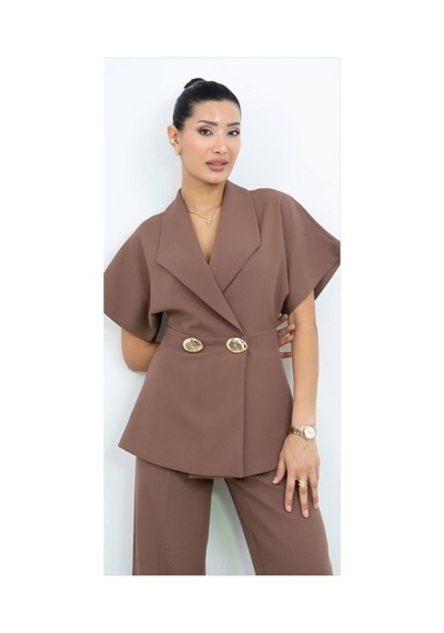 Dorne Moda Düğme Detaylı Geniş Paça Takım - Düğün - Mezuniyet - Ofis Şıklığı Kahverengi Kahverengi Dorne Moda Düğme Detaylı Geniş Paça Takım - Düğün - Mezuniyet - Ofis Şıklığı Kahverengi Kahverengi