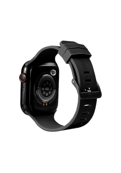 Ekılıf - Apple Uyumlu  Watch 7 45mm - Kordon Silikon Kordon Krd-23 - Siyah
