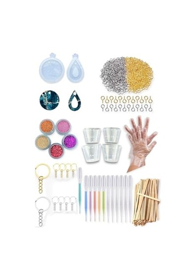 Başlangıç Seti 300 Parça'lı Silikon Kalıp Takı Çivileri Glitter Döküm Kabı Damlalık Pipet X1