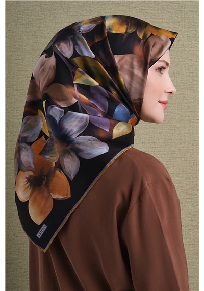 Armine Saf İpek Twill Eşarp 9632d 36 Koyu Lacivert Siyah