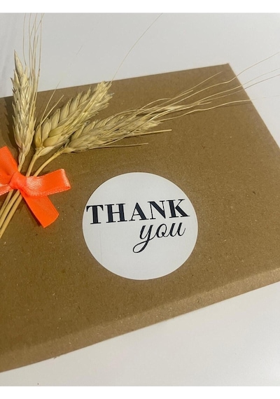 Thank You Siyah Yazılı Yuvarlak Yapışkanlı Etiket 4x4 Cm 120 Adet