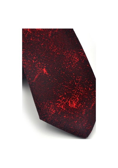 Gaffy Kırmızı Desenli Bordo Dokuma Kumaş Mendilli Slim Fit Kravat // Sdk-2613-4 Bordo