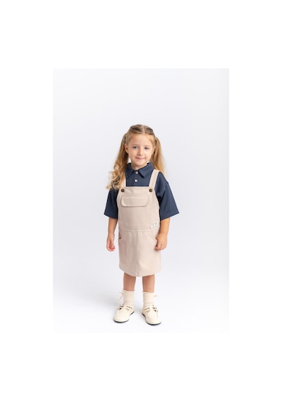 Oliventhekid Gabardin Jile Kız Çocuk Elbise Bej Bej