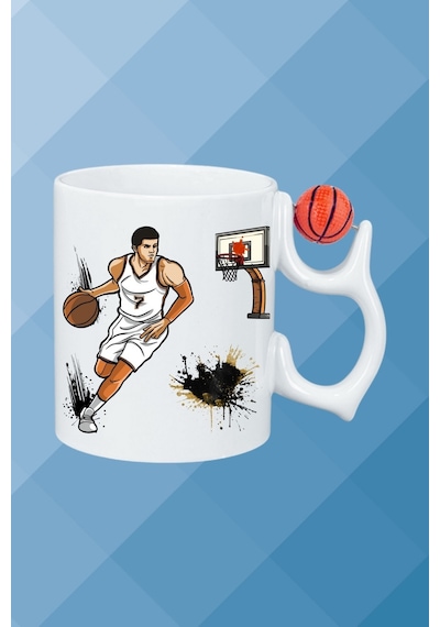 Basketboll Toplu Basket Sever Kupa Bardak Çay Kahve Fincanı-1 Beyaz
