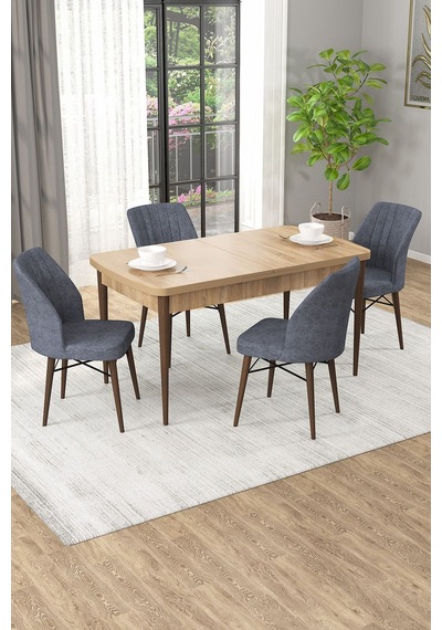 Arel Meşe Desen 80x132 Açılabilir Mdf Masa Yemek Odası Takımı, Mutfak Takımı 4 Adet Sandalye Meşe Masa - 4 Füme - Ceviz Ayak Arel Meşe Desen 80x132 Açılabilir Mdf Masa Yemek Odası Takımı, Mutfak Takımı 4 Adet Sandalye Meşe Masa - 4 Füme - Ceviz Ayak