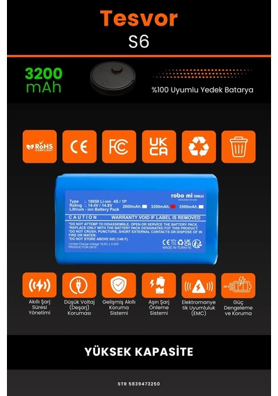 Tesvor S6 3200mAh Robot Süpürge Bataryası