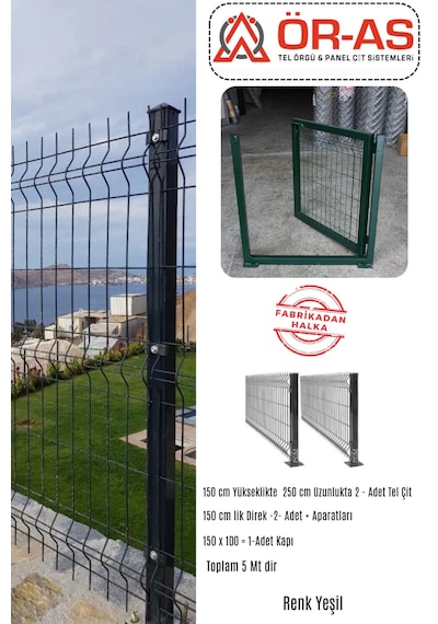Panel Çit Takım 150 Cm Yükseklik 5 Mt Uzunluk 150 X 100 Kapı