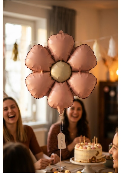 Mat Pudra Pembe Papatya Retro Folyo Balon Doğum Günü Baby Shower Bahar Temalı Konsept Parti Süsleme Vintage Dekorasyon Balonu Çok Renkli