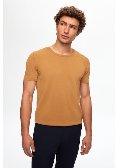 D's Damat Slim Fit Camel Düz Örgü T-Shirt 0Ef069421003M Camel