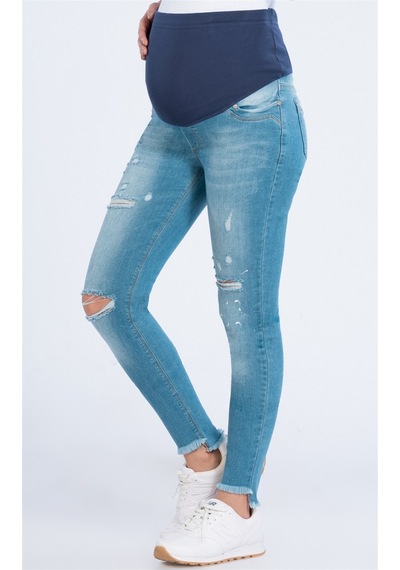 Busa Hamile Yırtık Skınny Model Jean Mavi-mavi