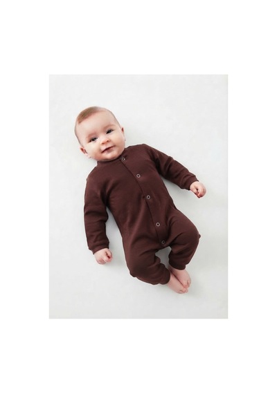Gülerçocuk Hakim Yaka Düğmeli Soft Penye Karışımlı Yumuşak Dokulu Unisex Yeni Doğan Ve Bebek Tulumu - Günlük Rahat Mürdüm Giyim Mor