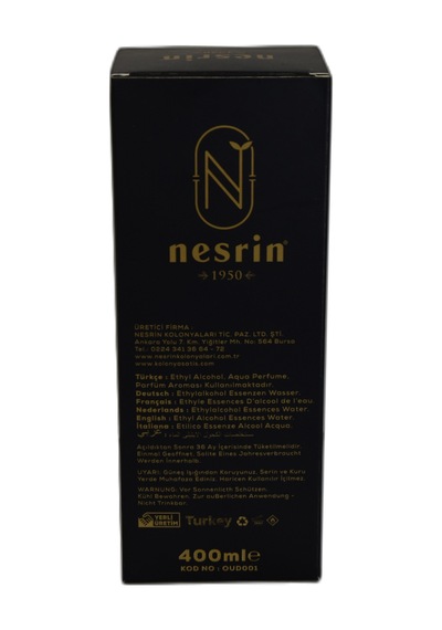 Nesrin 80 Derece Özel Seri Kutulu Pet Şişe Oud Kolonyası 400 ML