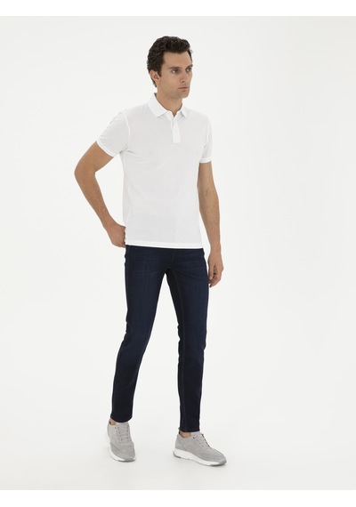 Beyaz Slim Fit Polo Yaka Merserize T-shirt 15841036