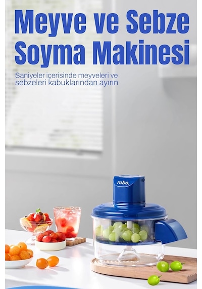Robo Şarjlı Meyve Sebze Sarımsak Soyucu Lacivert