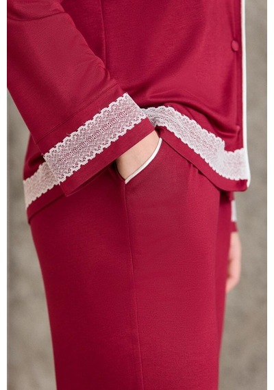 Pierre Cardin Bordoı Penye Kadın Pijama Takımı 2200 Ekru