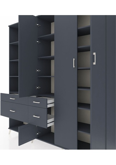 Hyperion Dolap 14 Raflı 4 Çekmeceli 4 Kapaklı 220x44x243 Antrasit-antrasit/antrasit Antrasıt/antrasıt Hyperion Dolap 14 Raflı 4 Çekmeceli 4 Kapaklı 220x44x243 Antrasit-antrasit/antrasit Antrasıt/antrasıt