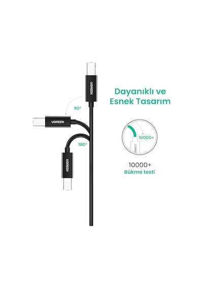 Ugreen Usb Type-c To Usb B Yazıcı Kablosu 2 Metre Siyah, 50446
