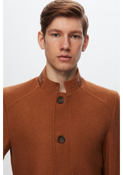 D's Damat Ds Damat Regular Fit Camel Dik Yaka Kaşe Kaban 1HCK78ORT5033 Camel