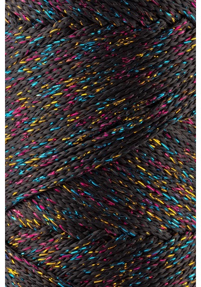 Sensy Multi Sparkle Simli 200 Gr Polyester Makrome Ip Koyu Gri 2 Mm - 230 M Çanta İpi