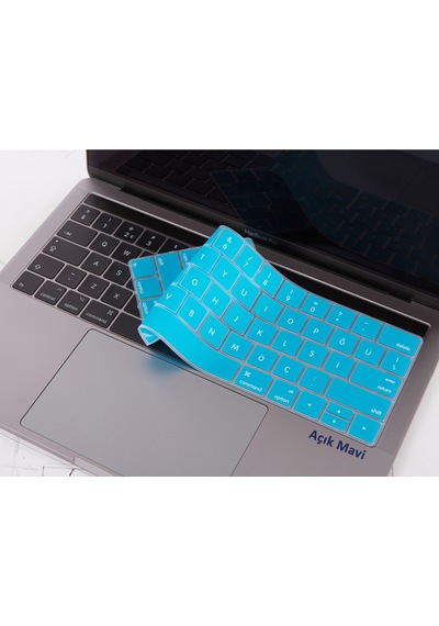Apple Uyumlu MacBook Pro Klavye Koruyucu Us To Tr Touchbarlı 13inç A1706 A1989 A2159-15inç A1707 A1990 İle Açık Mavi