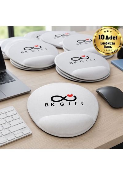 Logonuza Özel 10 Adet 20x22 Cm Bilek Destekli Oval Kaymaz Tabanlı Mouse Pad