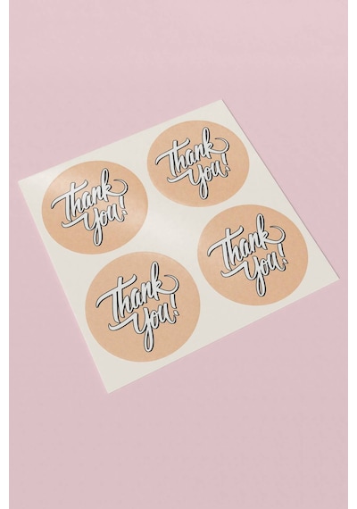 Bej Thank You Kargo Sticker 3x3cm St2162 Çok Renkli