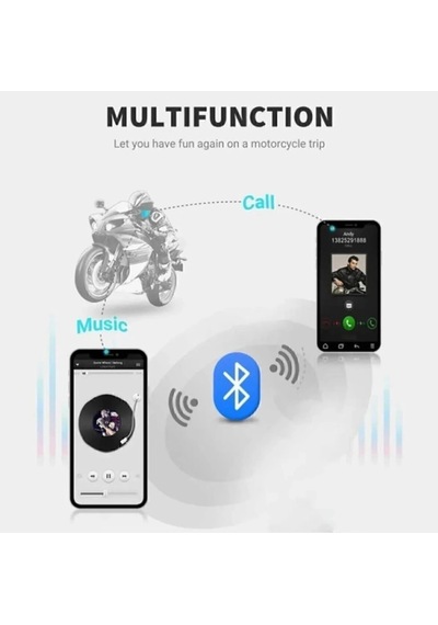 D60 5x Motosiklet Kask Kulaklığı Bluetooth Intercom 5 Intercom Bağlantılı