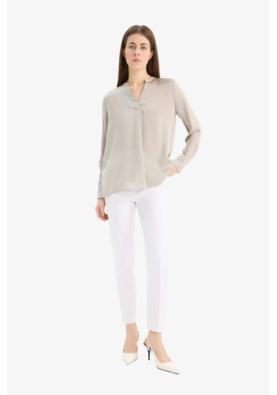 DeFacto Regular Fit Apaş Yaka Saten Uzun Kollu Bluz C3217AX25SPBG778