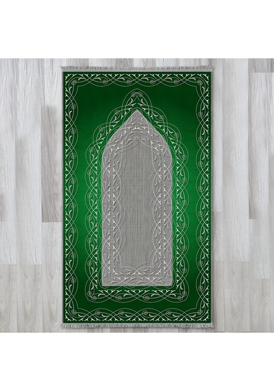 Evaşk Namazlık Dokuma Halı Kaymaz Muslumana Seccade 66x113 YEŞİL EVAŞK610B66