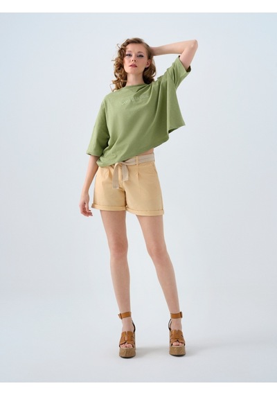 Long Crop Kadın Tshirt K.kol Haki