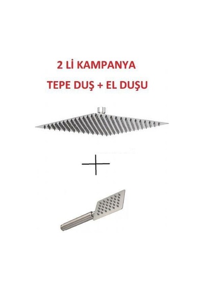 Kireç Kırıcılı Kare 304 Kalite Paslanmaz Krom Düz Duş Başlığı Tepe Duş Başlığı El Duşu
