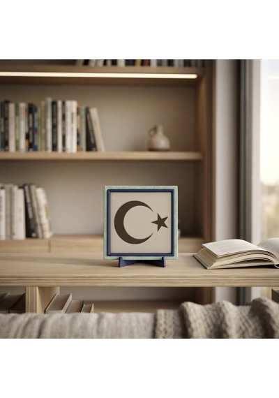 Modern Çizgilerle Hilal Ve Yıldız Dekoratif Obje, Yaşam Alanlarınıza Derinlik Katan Hatıra 10x10 Cm