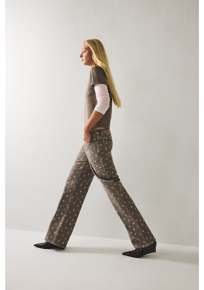 Defacto Çiçekli Straight Fit Normal Bel Düz Paça Gabardin Pantolon I9257ax26aubn298 Kahve-bn298