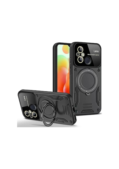 Newface Xiaomi Redmi 12c Kılıf Joy Lens Standlı Kapak - Siyah