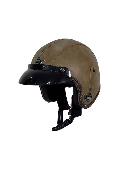 Tex 701 Jyt Kahverengi Deri Açık Kask Camsız