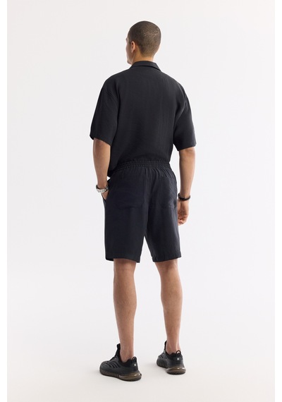Avva Erkek Siyah Beli Lastikli Bağcıklı Soft Touch Relaxed Fit Şort A51y3703