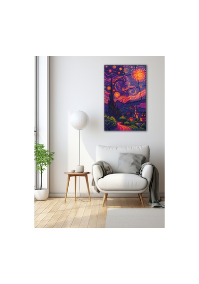 Rüya Gecesi Modern Sanat Etkili Cam Tablo Modern Dekorasyon Temalı Dekoratif Duvar Tablosu, Salon, Ev Ve Ofis Dekoru,