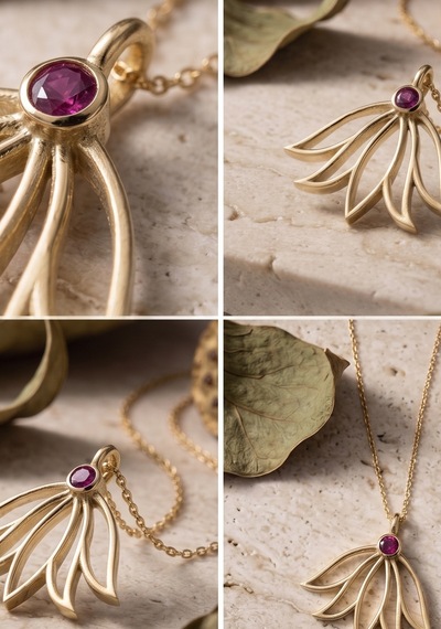 Yakut Lotus Çiçeği Kolye 07414063