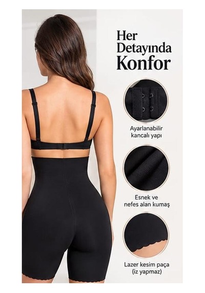 Perafit Lazer Paçalı Korse Siyah