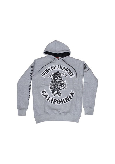 Sons Of Anarchy California Kapüşonlu Sweatshirt Hoodie Gri Çok Renkli