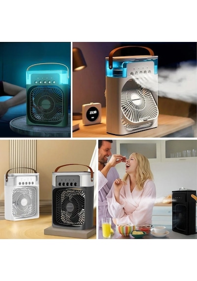 Taşınabilir 3 Farklı Mod Ayarlı 7 Farklı Led Işıklı Sulu Soğutmalı Taşınabilir Masaüstü Usb Fan Vantilatör 5570