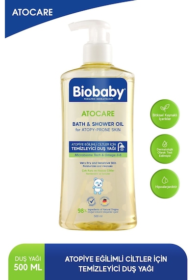 Biobaby Atocare Atopi Eğilimli Ciltler İçin Temizleyici Duş Yağı 500 Ml Seramid Prebiyotik Omega 3 - 6 Yulaf