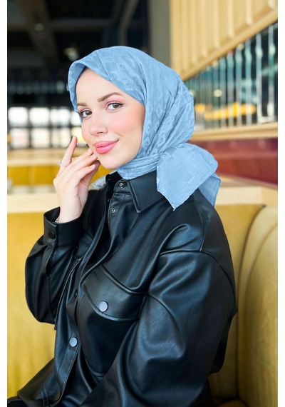 Cacharel İpek Koton Jakar Eşarp - 8932982-926 Mavi