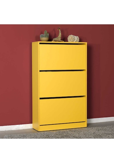 Flat Duo 3 Katlı Geniş Ayakkabılık-Sarı 73x119x26 cm (GxYxD) Hardal